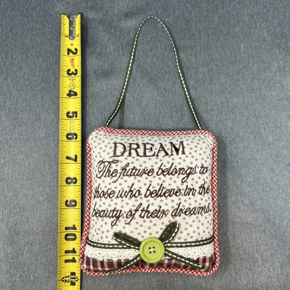 Dream Quote Future Belongs Pillow Primitive Gingham Plaid Decorative Accent 5